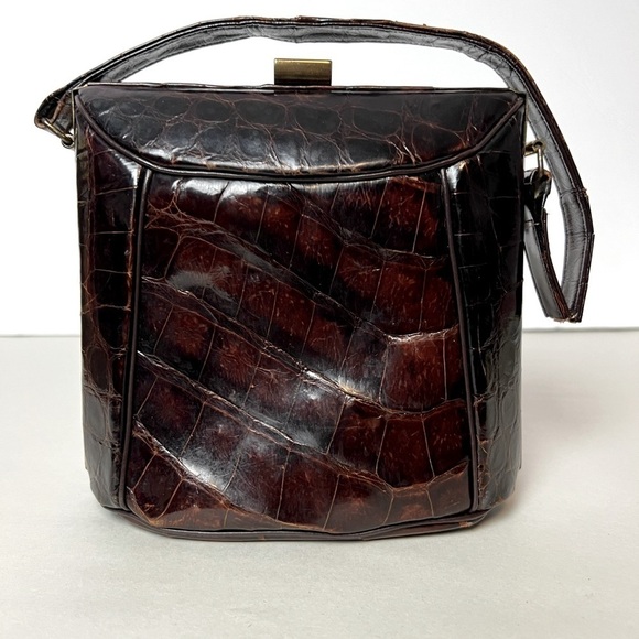 Vintage Authentic Bass Alligator Brown Small Bag - Picture 2 of 14
